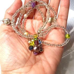 Blown Glass and Natural Stone Necklace w magnetic closure.